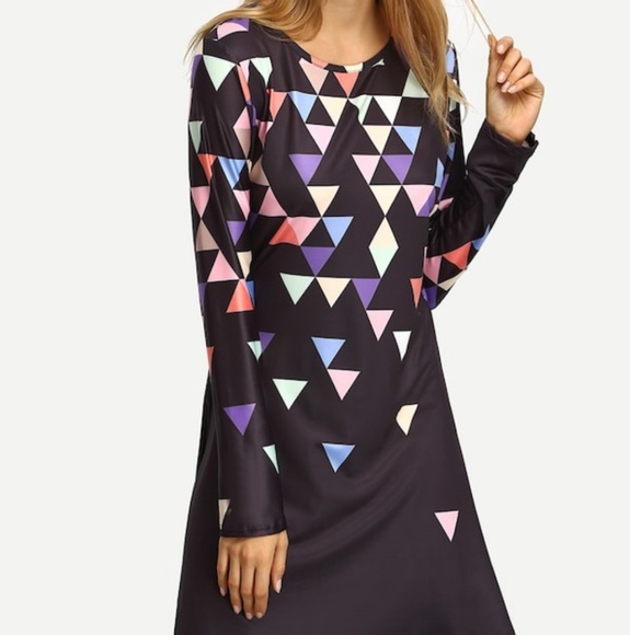 WANTED!!  Shein A-Line Triangle Print Dress L - Picture 1 of 1